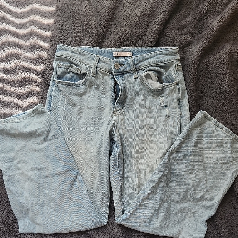 SO Blue Boyfriend Jeans Light Wash Casual
